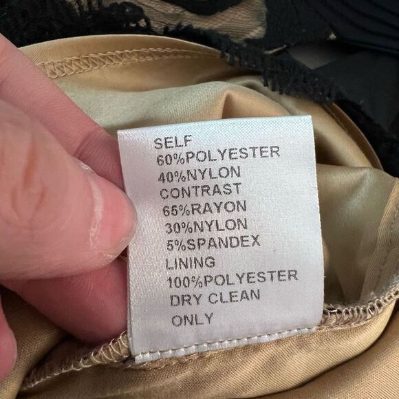 Tadashi Shoji Black Lace Nude Lined knee length Cocktail Party Sheath Dress 4P - Picture 13 of 14